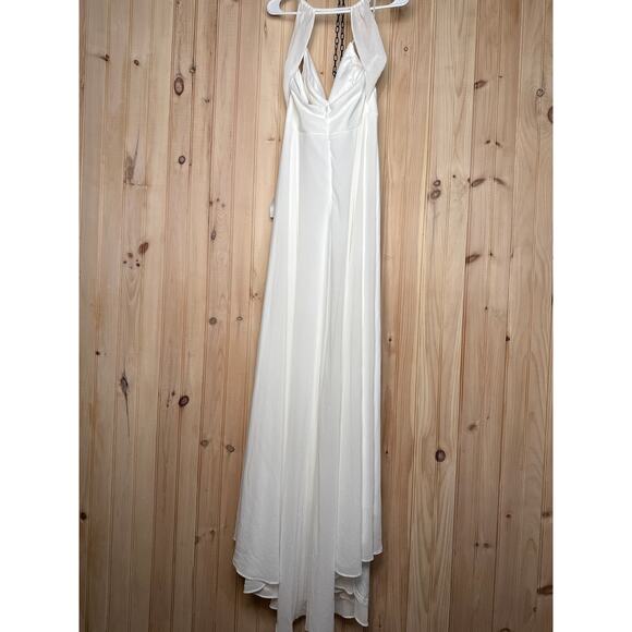 NWT Lulus Romantic Inspiration White Sleeveless Faux-Wrap Maxi Dress Wedding L - Picture 6 of 8